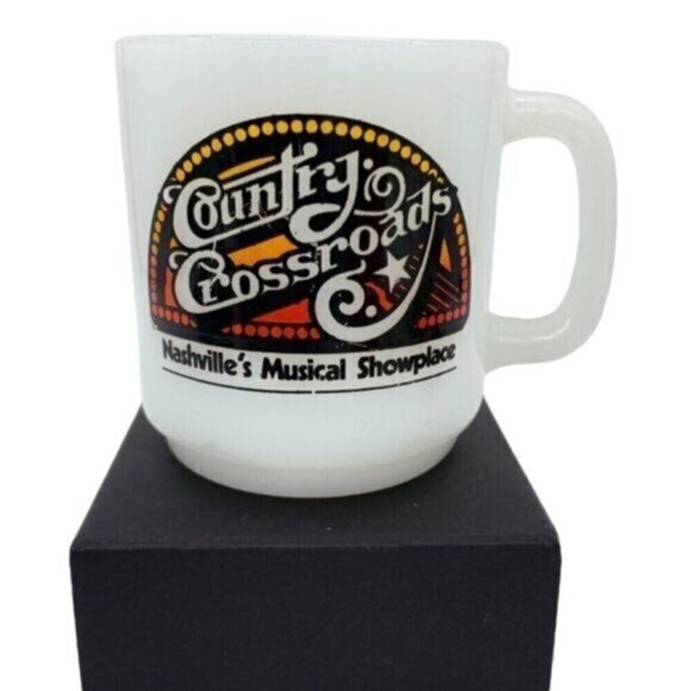 Vintage Country Crossroads Nashville Milk Glass Mug